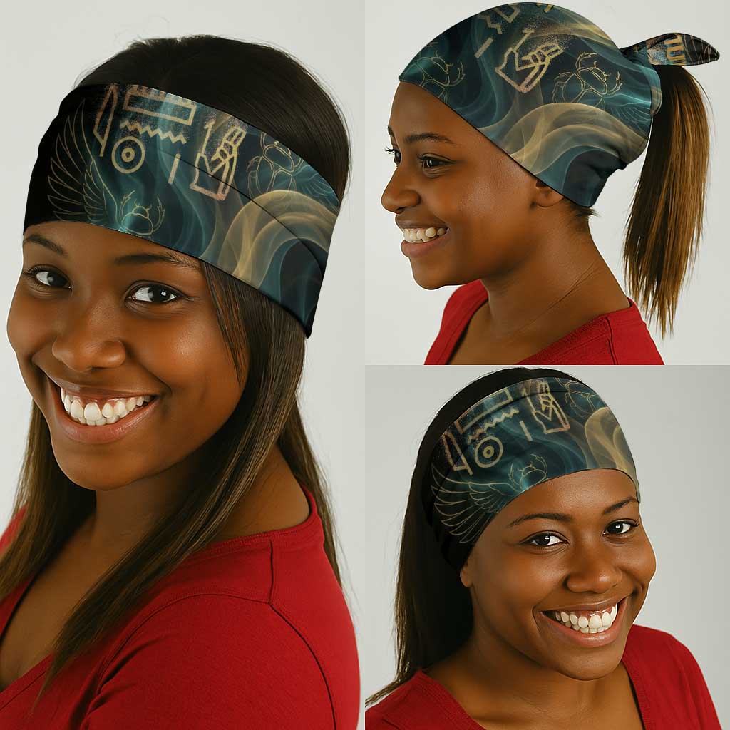 Amun Ancient Egyptian Neck Gaiter with Mystical Smoke Swirl Pattern, Fiery Ram Head, and Hieroglyphic - African Pride