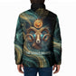 Amun Ancient Egyptian Padded Jacket with Mystical Smoke Swirl Pattern, Fiery Ram Head, and Hieroglyphic - African Pride