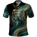 Amun Ancient Egyptian Polo Shirt with Mystical Smoke Swirl Pattern, Fiery Ram Head, and Hieroglyphic - African Pride