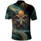 Amun Ancient Egyptian Polo Shirt with Mystical Smoke Swirl Pattern, Fiery Ram Head, and Hieroglyphic - African Pride