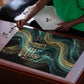 Amun Ancient Egyptian Puzzle with Mystical Smoke Swirl Pattern, Fiery Ram Head, and Hieroglyphic - African Pride