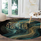 Amun Ancient Egyptian Round Carpet with Mystical Smoke Swirl Pattern, Fiery Ram Head, and Hieroglyphic - African Pride