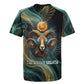 Amun Ancient Egyptian Rugby Jersey with Mystical Smoke Swirl Pattern, Fiery Ram Head, and Hieroglyphic - African Pride