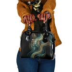 Amun Ancient Egyptian Shoulder Handbag with Mystical Smoke Swirl Pattern, Fiery Ram Head, and Hieroglyphic - African Pride