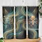 Amun Ancient Egyptian Skinny Tumbler with Mystical Smoke Swirl Pattern, Fiery Ram Head, and Hieroglyphic - African Pride
