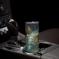 Amun Ancient Egyptian Skinny Tumbler with Mystical Smoke Swirl Pattern, Fiery Ram Head, and Hieroglyphic - African Pride