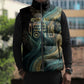 Amun Ancient Egyptian Sleeveless Puffer Jacket with Mystical Smoke Swirl Pattern, Fiery Ram Head, and Hieroglyphic - African Pride