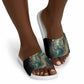 Amun Ancient Egyptian Slide Sandals with Mystical Smoke Swirl Pattern, Fiery Ram Head, and Hieroglyphic - African Pride