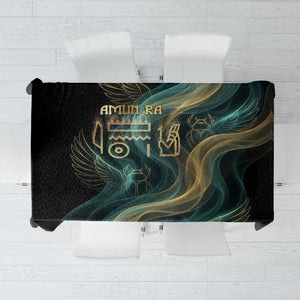 Amun Ancient Egyptian Tablecloth with Mystical Smoke Swirl Pattern, Fiery Ram Head, and Hieroglyphic - African Pride