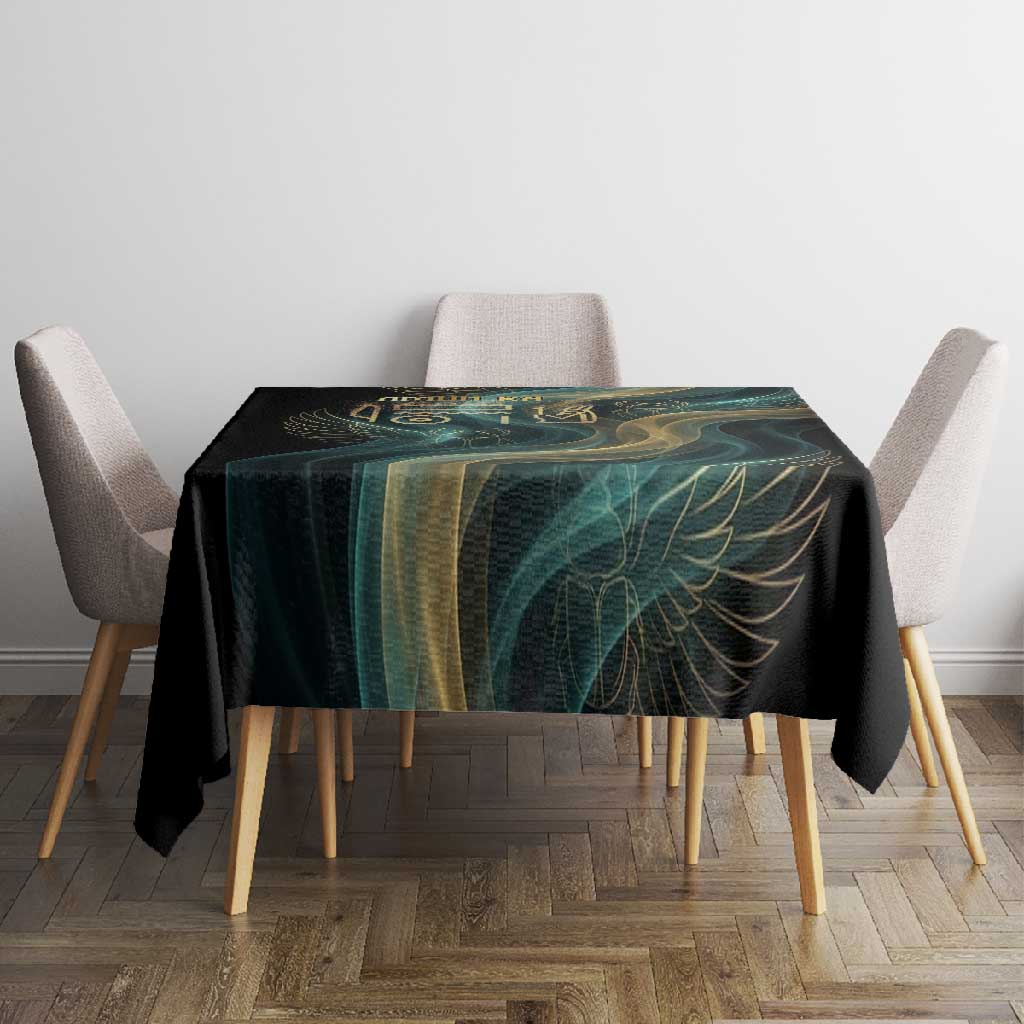 Amun Ancient Egyptian Tablecloth with Mystical Smoke Swirl Pattern, Fiery Ram Head, and Hieroglyphic - African Pride