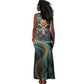 Amun Ancient Egyptian Tank Maxi Dress with Mystical Smoke Swirl Pattern, Fiery Ram Head, and Hieroglyphic - African Pride
