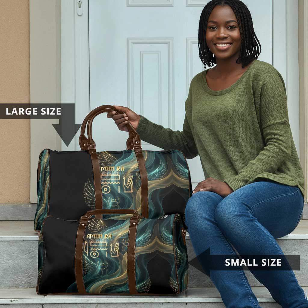 Amun Ancient Egyptian Travel Bag with Mystical Smoke Swirl Pattern, Fiery Ram Head, and Hieroglyphic - African Pride