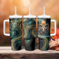 Amun Ancient Egyptian Tumbler With Handle with Mystical Smoke Swirl Pattern, Fiery Ram Head, and Hieroglyphic - African Pride