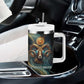 Amun Ancient Egyptian Tumbler With Handle with Mystical Smoke Swirl Pattern, Fiery Ram Head, and Hieroglyphic - African Pride