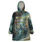 Amun Ancient Egyptian Wearable Blanket Hoodie with Mystical Smoke Swirl Pattern, Fiery Ram Head, and Hieroglyphic - African Pride