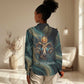 Amun Ancient Egyptian Women Casual Shirt with Mystical Smoke Swirl Pattern, Fiery Ram Head, and Hieroglyphic - African Pride