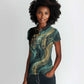 Amun Ancient Egyptian Women Polo Shirt with Mystical Smoke Swirl Pattern, Fiery Ram Head, and Hieroglyphic - African Pride