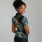 Amun Ancient Egyptian Women Polo Shirt with Mystical Smoke Swirl Pattern, Fiery Ram Head, and Hieroglyphic - African Pride