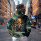 Amun Ancient Egyptian Zip Hoodie with Mystical Smoke Swirl Pattern, Fiery Ram Head, and Hieroglyphic - African Pride
