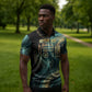 Amun Ancient Egyptian Zipper Polo Shirt with Mystical Smoke Swirl Pattern, Fiery Ram Head, and Hieroglyphic - African Pride