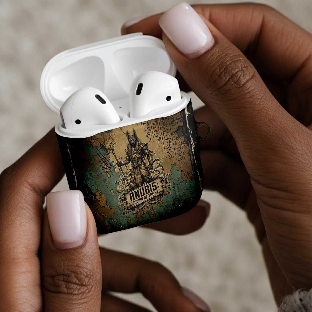 Anubis AirPods Case Ancient Egyptian Aged Papyrus, Scales of Justice, and Egyptian Hieroglyph - African Pride