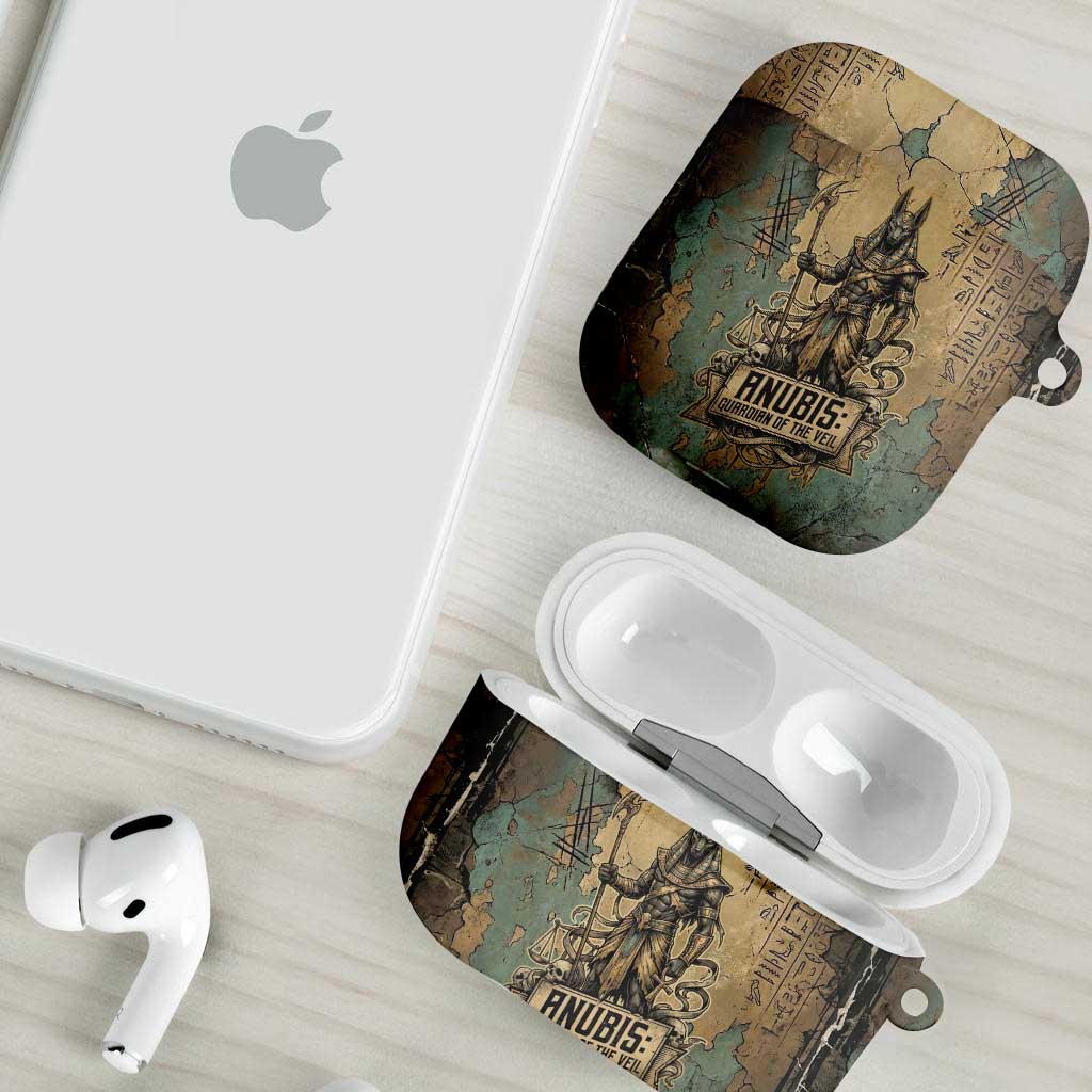 Anubis AirPods Case Ancient Egyptian Aged Papyrus, Scales of Justice, and Egyptian Hieroglyph - African Pride