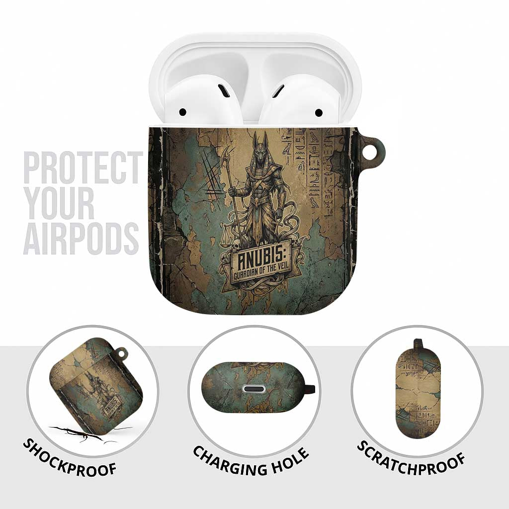Anubis AirPods Case Ancient Egyptian Aged Papyrus, Scales of Justice, and Egyptian Hieroglyph - African Pride