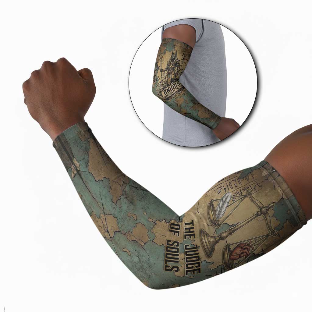 Anubis Arm Sleeves Ancient Egyptian Aged Papyrus, Scales of Justice, and Egyptian Hieroglyph - African Pride