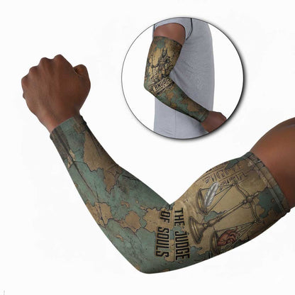 Anubis Arm Sleeves Ancient Egyptian Aged Papyrus, Scales of Justice, and Egyptian Hieroglyph - African Pride