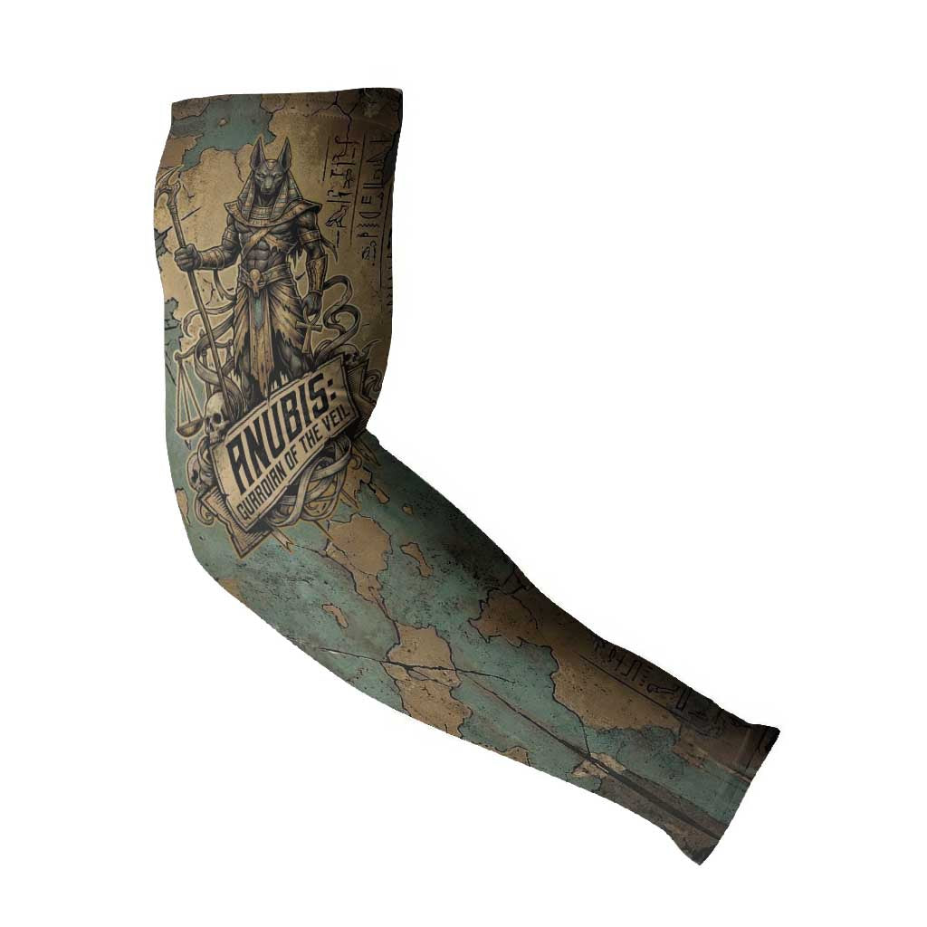 Anubis Arm Sleeves Ancient Egyptian Aged Papyrus, Scales of Justice, and Egyptian Hieroglyph - African Pride