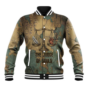 Anubis Baseball Jacket Ancient Egyptian Aged Papyrus, Scales of Justice, and Egyptian Hieroglyph - African Pride