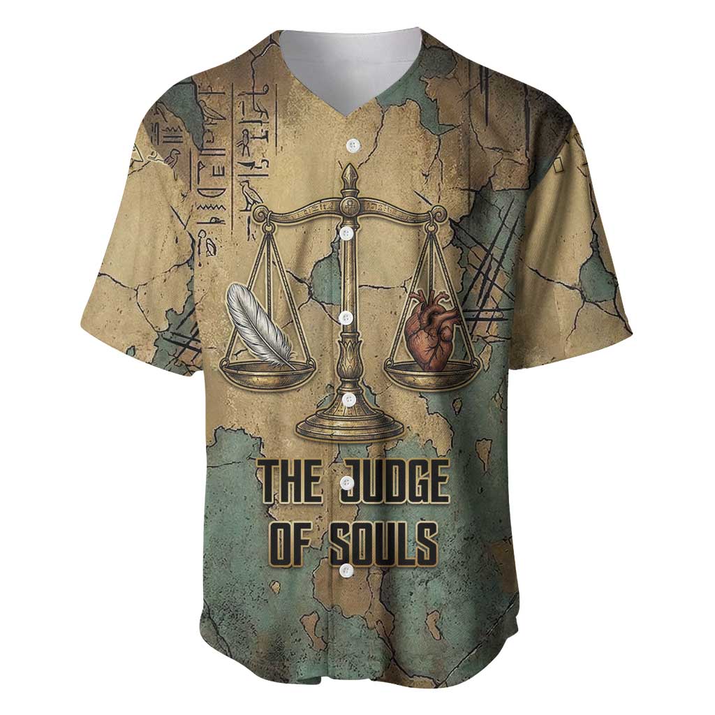Anubis Baseball Jersey Ancient Egyptian Aged Papyrus, Scales of Justice, and Egyptian Hieroglyph - African Pride