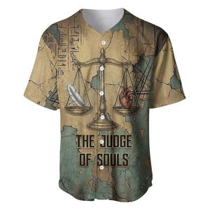 Anubis Baseball Jersey Ancient Egyptian Aged Papyrus, Scales of Justice, and Egyptian Hieroglyph - African Pride