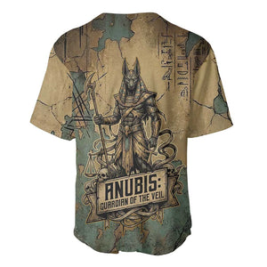Anubis Baseball Jersey Ancient Egyptian Aged Papyrus, Scales of Justice, and Egyptian Hieroglyph - African Pride