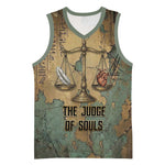 Anubis Basketball Jersey Ancient Egyptian Aged Papyrus, Scales of Justice, and Egyptian Hieroglyph - African Pride
