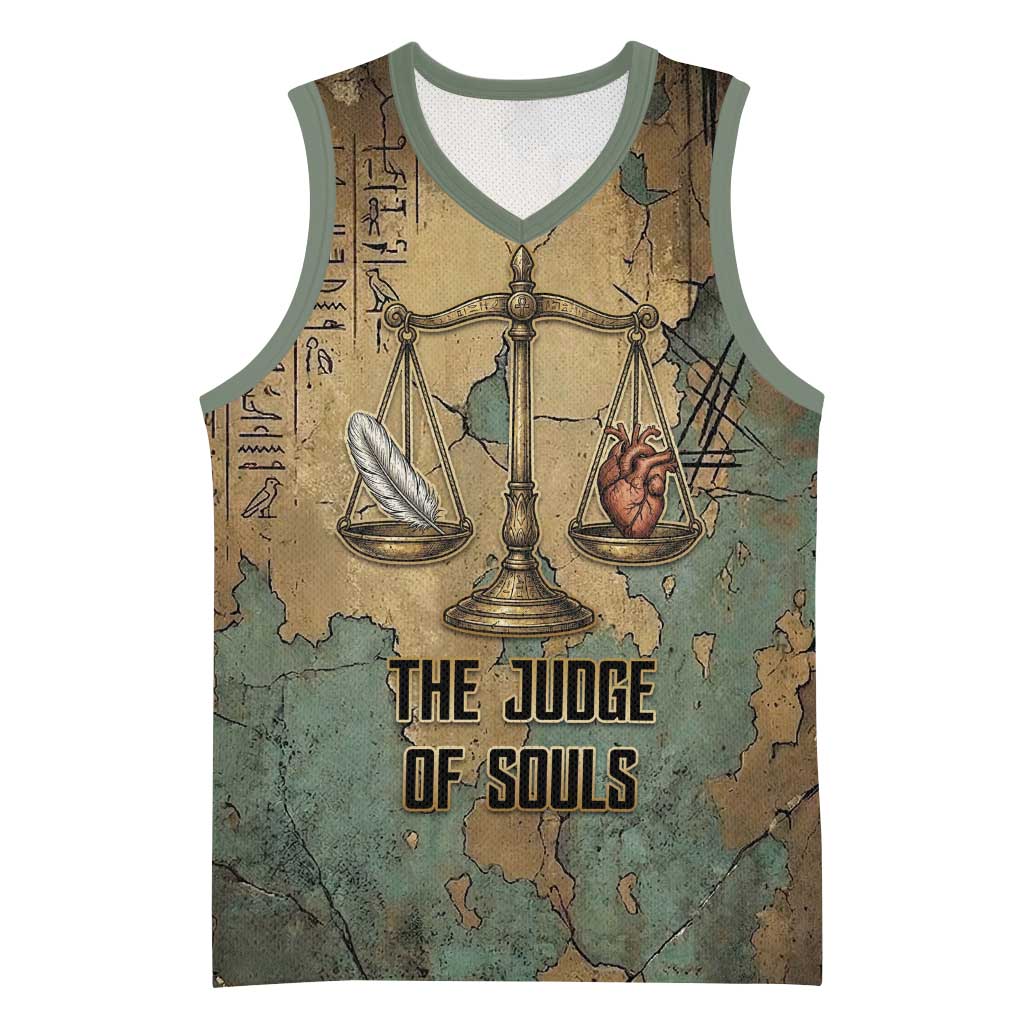 Anubis Basketball Jersey Ancient Egyptian Aged Papyrus, Scales of Justice, and Egyptian Hieroglyph - African Pride