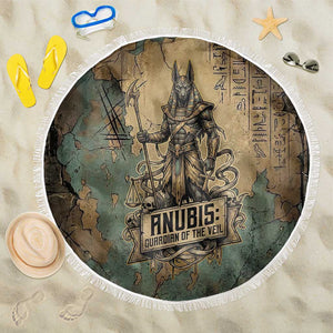 Anubis Beach Blanket Ancient Egyptian Aged Papyrus, Scales of Justice, and Egyptian Hieroglyph - African Pride