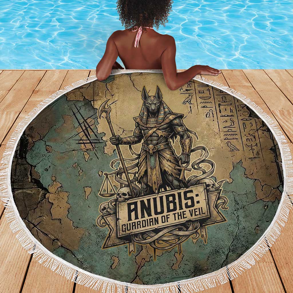 Anubis Beach Blanket Ancient Egyptian Aged Papyrus, Scales of Justice, and Egyptian Hieroglyph - African Pride