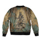 Anubis Bomber Jacket Ancient Egyptian Aged Papyrus, Scales of Justice, and Egyptian Hieroglyph - African Pride