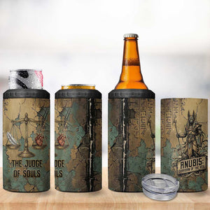 Anubis 4 in 1 Can Cooler Tumbler Ancient Egyptian Aged Papyrus, Scales of Justice, and Egyptian Hieroglyph - African Pride