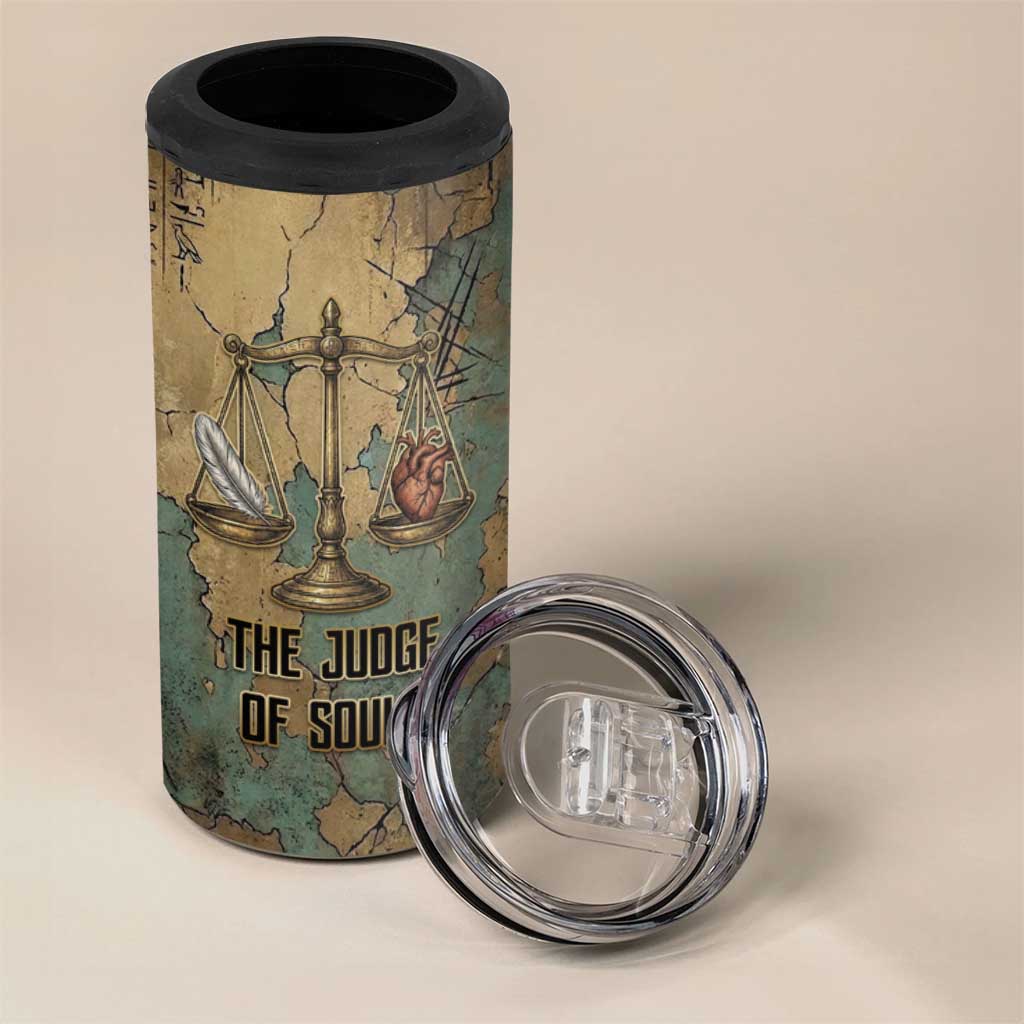 Anubis 4 in 1 Can Cooler Tumbler Ancient Egyptian Aged Papyrus, Scales of Justice, and Egyptian Hieroglyph - African Pride