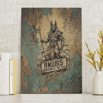Anubis Canvas Wall Art Ancient Egyptian Aged Papyrus, Scales of Justice, and Egyptian Hieroglyph - African Pride