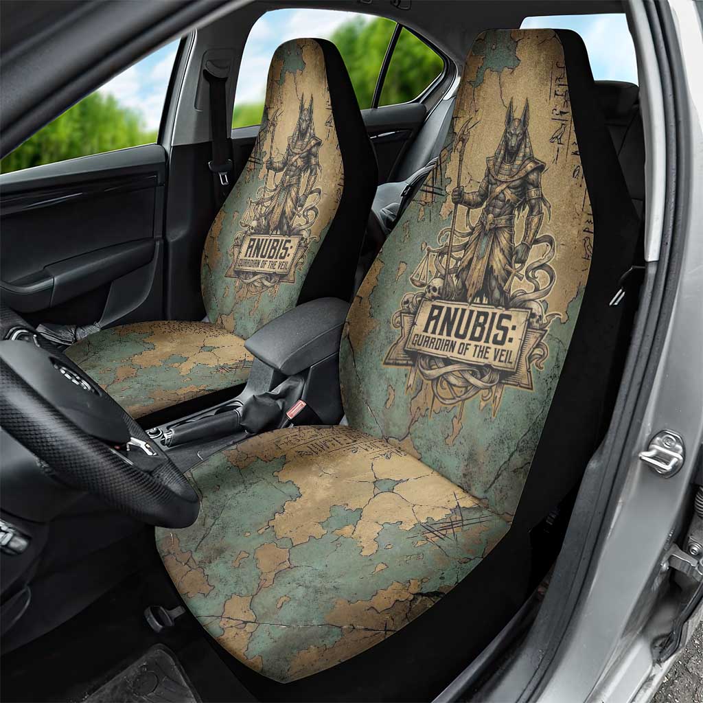 Anubis Car Seat Cover Ancient Egyptian Aged Papyrus, Scales of Justice, and Egyptian Hieroglyph - African Pride