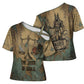 Anubis Cross Shoulder Shirt Ancient Egyptian Aged Papyrus, Scales of Justice, and Egyptian Hieroglyph - African Pride