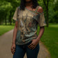 Anubis Cross Shoulder Shirt Ancient Egyptian Aged Papyrus, Scales of Justice, and Egyptian Hieroglyph - African Pride