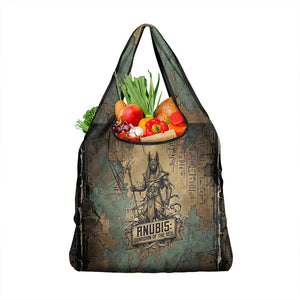 Anubis Grocery Bag Ancient Egyptian Aged Papyrus, Scales of Justice, and Egyptian Hieroglyph - African Pride