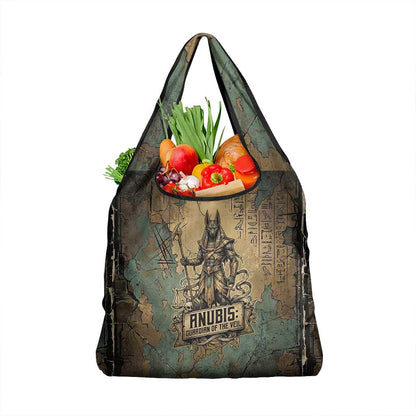 Anubis Grocery Bag Ancient Egyptian Aged Papyrus, Scales of Justice, and Egyptian Hieroglyph - African Pride