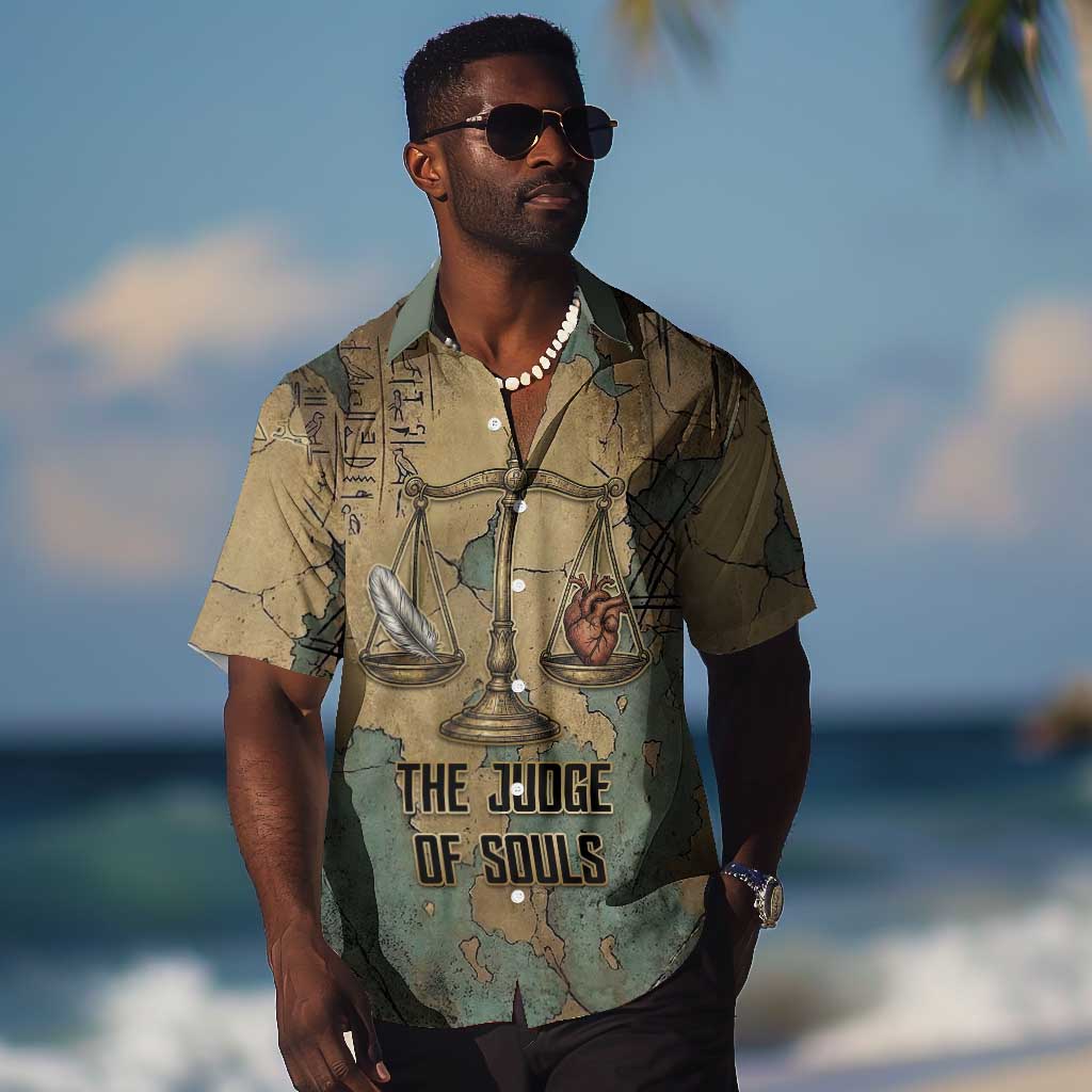 Anubis Hawaiian Shirt Ancient Egyptian Aged Papyrus, Scales of Justice, and Egyptian Hieroglyph - African Pride