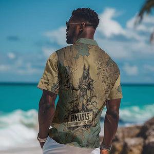 Anubis Hawaiian Shirt Ancient Egyptian Aged Papyrus, Scales of Justice, and Egyptian Hieroglyph - African Pride