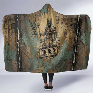 Anubis Hooded Blanket Ancient Egyptian Aged Papyrus, Scales of Justice, and Egyptian Hieroglyph - African Pride
